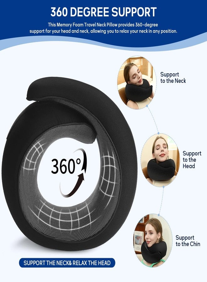 Badink®l Neck Pillow Memory Foam with MagicStrap - Adjustable Ergonomic Travel Pillow for Office/Airplane/Car, Washable Cover, Portable Cervical Support （Black） - Image 2